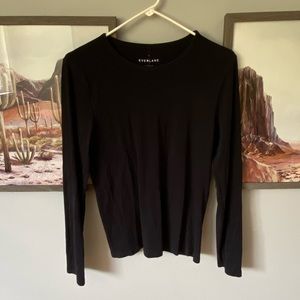 2 Everlane Basics Black Long Sleeve Ribbed Shirts